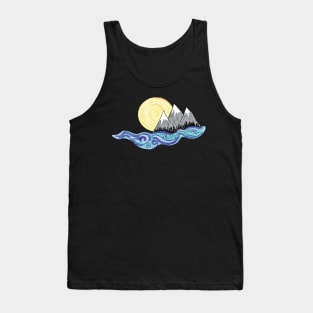 Mountain Sun and Water Sticker- Laptop Stickers- Trendy Stickers Tank Top